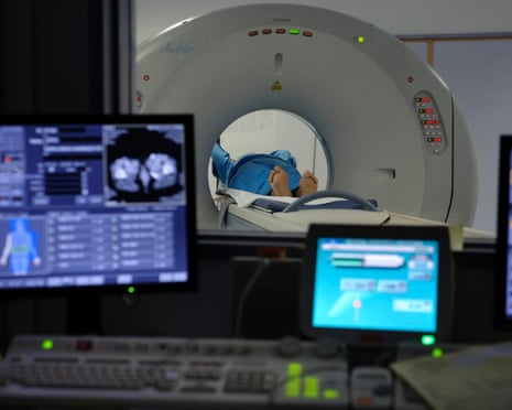 A patient inside a CT scanner. The Swedish study found that increased cancer risk was associated with heavier initial weight in early adulthood as well as weight gained during adulthood.