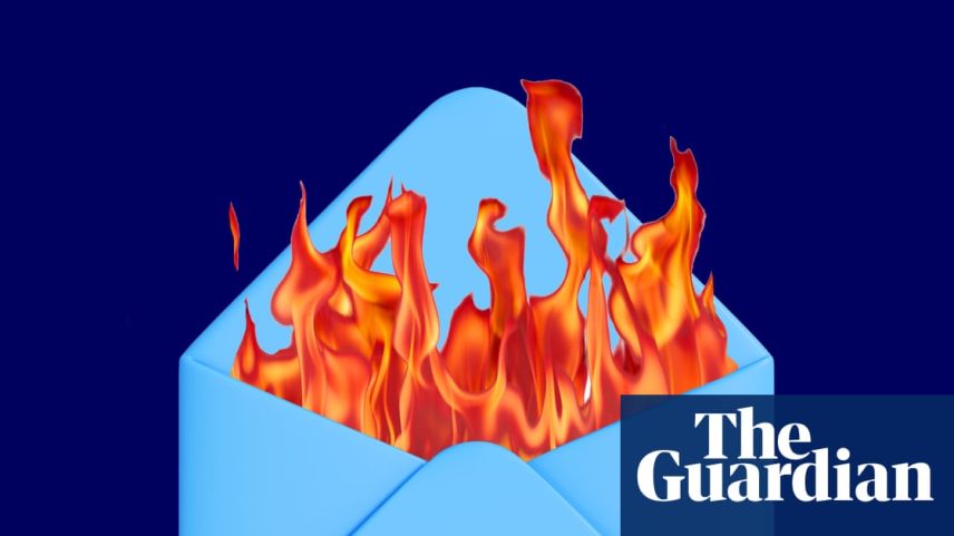 ‘And unlike a rude verbal comment, a rude email can be reread repeatedly, which compounds the psychological harm well beyond the initial moment.’ Illustration: Guardian Design/Getty Images