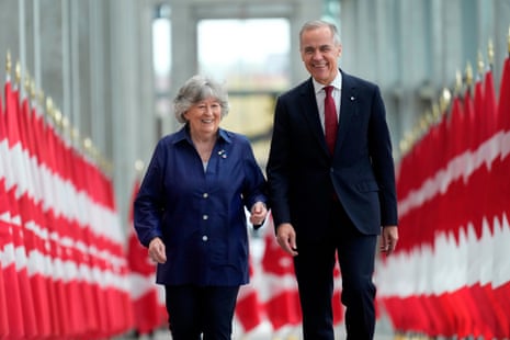 Mark Carney walks with Louise Arbour to announce her as the new governor general during an event in Ottawa on 5 May 2026.