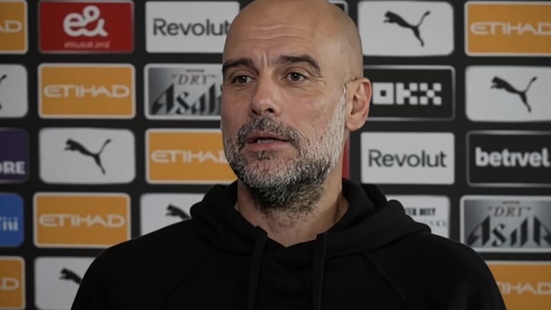 Pep Guardiola looked emotional at the start of the press conference where he confirmed he was stepping down as Manchester City manager.