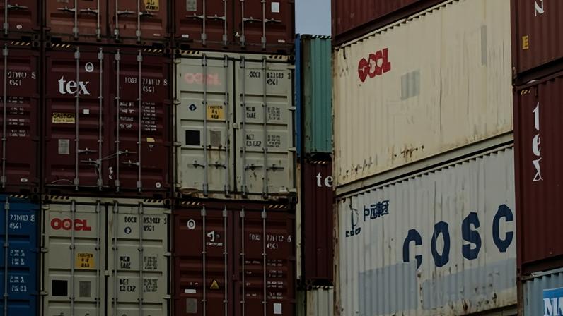 Shipping containers in Frankfurt. ‘Together, we can ensure stable, predictable, balanced and mutually beneficial transatlantic trade,’ Ursula von der Leyen said.