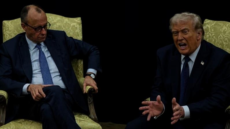 Friedrich Merz, left, with Donald Trump in the Oval Office at the White House, March 2026.