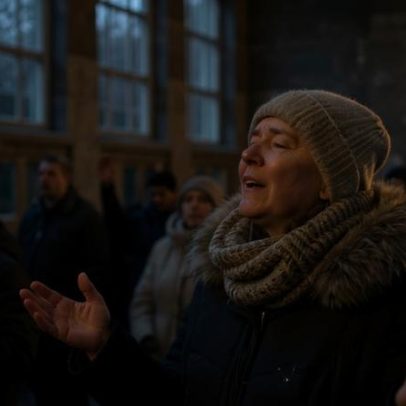 Cristãos continuam cultuando em igrejas na Ucrânia sob frio extremo.