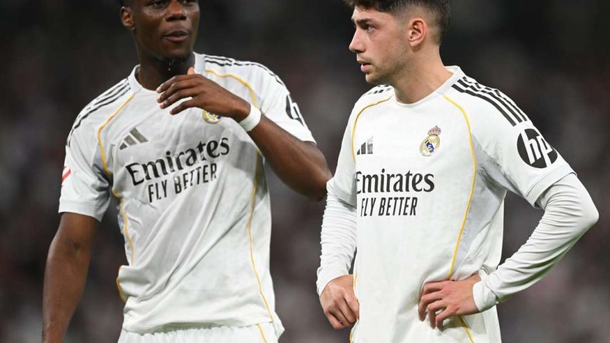 Federico Valverde e Tchouaméni em partida contra o Girona, em abril