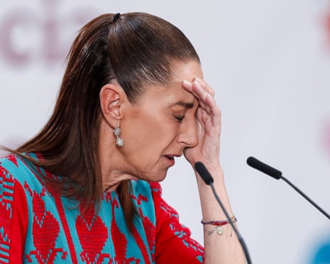 President Claudia Sheinbaum says ‘we will not allow any foreign government to come and decide the future of the Mexican people’. Photograph: Isaac Esquivel/EPA
