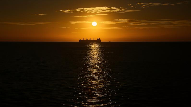 An oil tanker in the Caribbean Sea at sunset on Tuesday during the Santa Marta climate talks in Colombia this week.