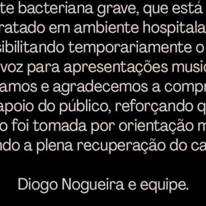 Diogo Nogueira fica afastado dos palcos por laringite bacteriana