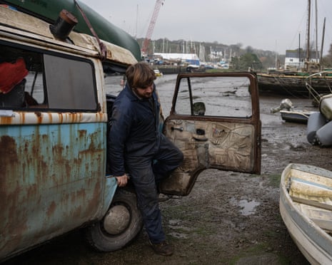 Hard at work … Steve Green and his 1972 VW van, Cecil.