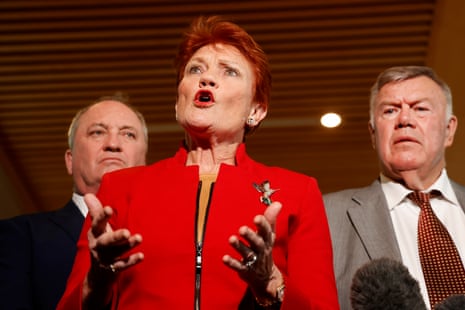 One Nation leader Pauline Hanson arrives to a warm welcome outside the Brisbane magistrates court on 1 October 2001.