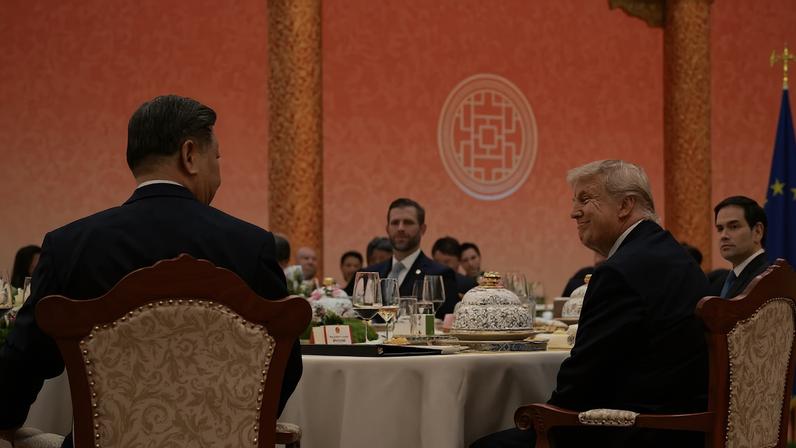 O presidente da China, Xi Jinping, ofereceu um banquete para o presidente dos EUA, Donald Trump.