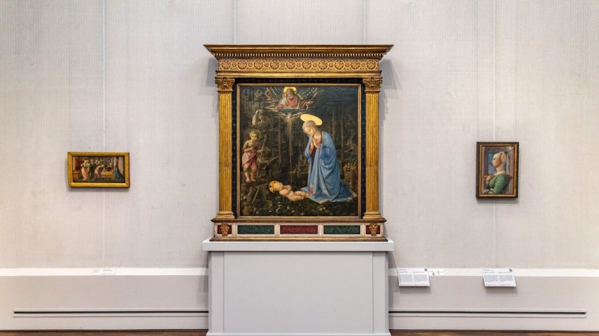 Filippo Lippi's painting The Adoration in the Forest (1459) in Room 39 of the Gemäldegalerie Berlin in 2019