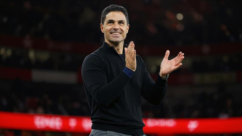 Mikel Arteta applauds after Arsenal's 1-0 win over Burnley