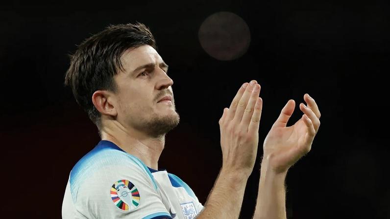 Harry Maguire applauds fans after a Euros 2024 qualifying match at Wembley in 2023. He has won 67 caps for the England team.