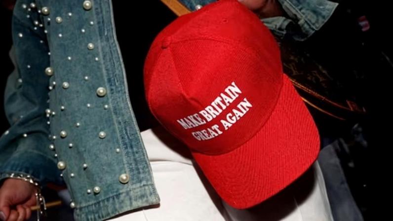 A ‘Make Britain Great Again’ hat during a Unite the Kingdom rally organised by British anti-immigration activist Tommy Robinson.