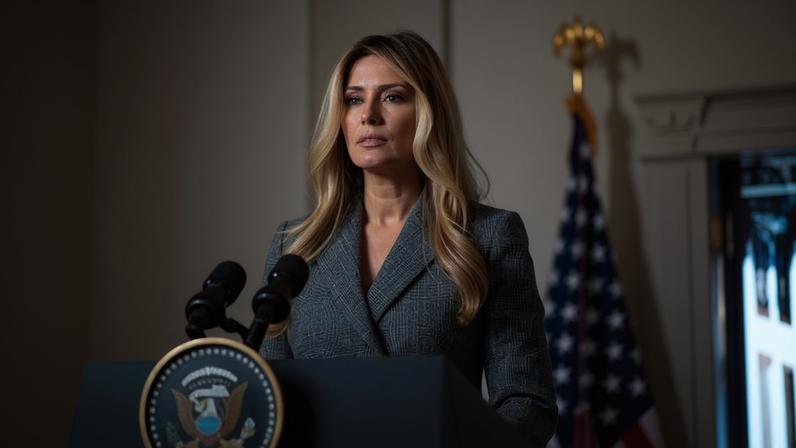 Melania Trump delivers remarks at the White House on 9 April 2026.