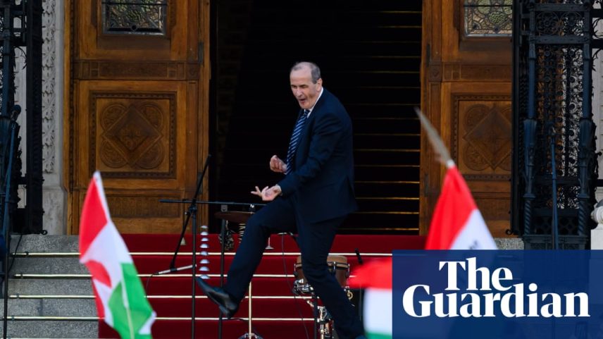 Hungary's dancing politician celebrates inauguration of Péter Magyar outside parliament