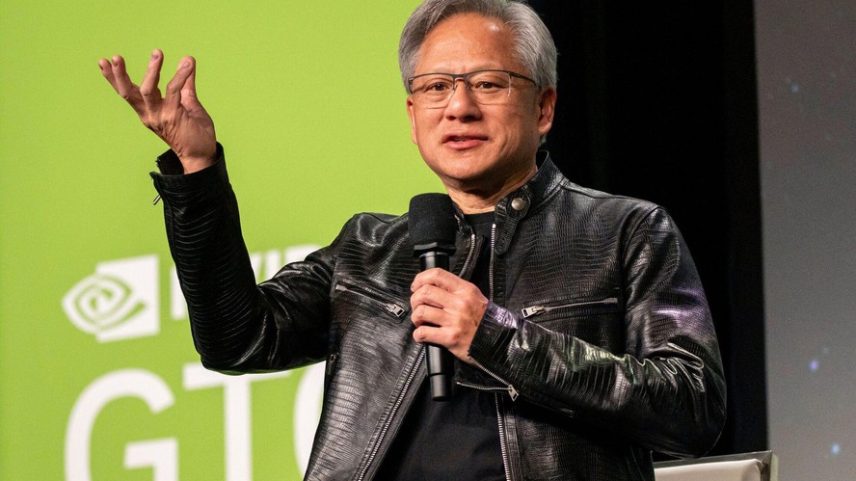 Jensen Huang, fundador e diretor-presidente da Nvidia, afirmou que a 'construção de fábricas de IA está acelerando' — Foto: David Paul Morris/Bloomberg