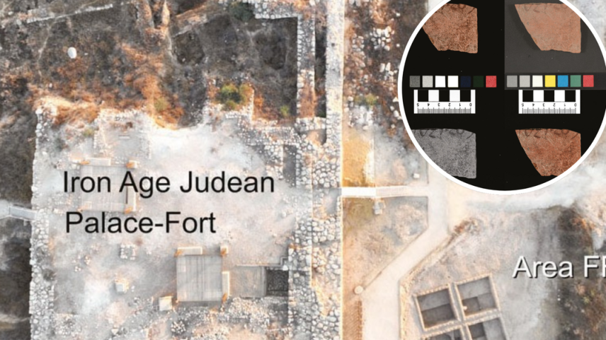 Vista aérea de Tel Láquis durante as escavações de 2025, em Israel, onde a inscrição foi encontrada.