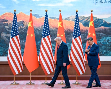 Xi Jinping, right, and Donald Trump meet at the Great Hall of the People in Beijing on Thursday.