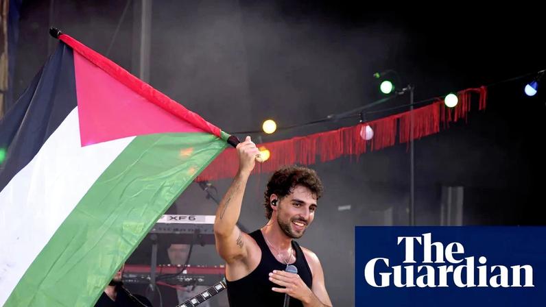 Palestinian musician Saint Levant performing at Les Francofolies, Paris, July 2025. Photograph: Sadaka Edmond/SIPA/Shutterstock