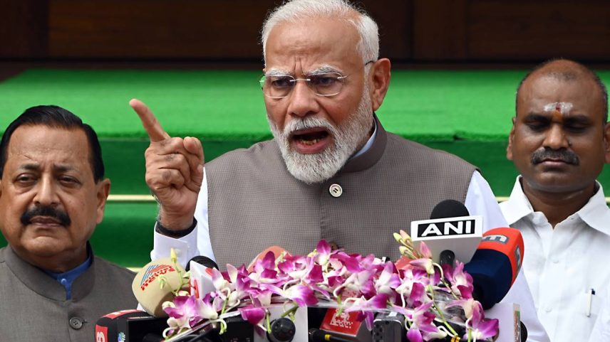 Modi during a news conference at Parliament House in New Delhi on July 22. Photographer: Prakash Singh/Bloomberg