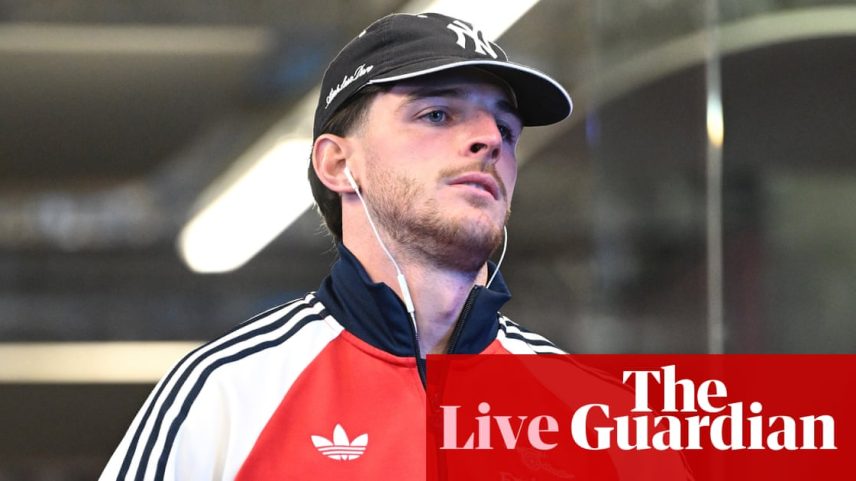 Declan Rice arrives to face his former side before West Ham v Arsenal.