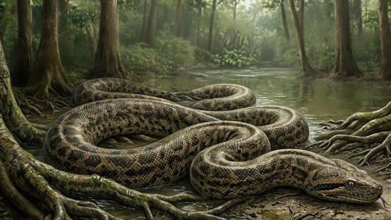 Nova cobra ancestral pode entrar para lista das maiores já descobertas (Imagem: Fala Ciência via Gemini)