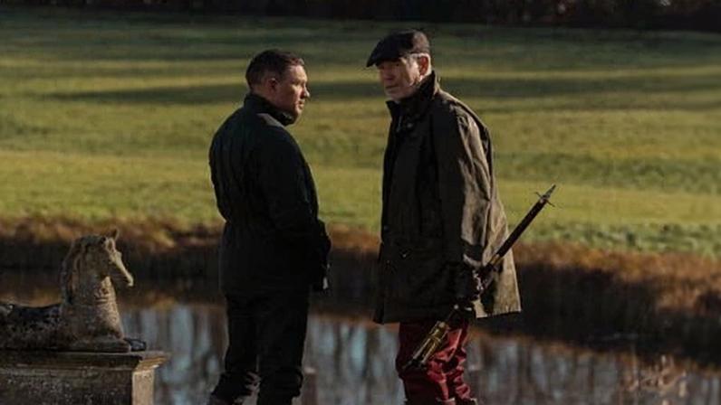 Tom Hardy as Harry Da Souza and Pierce Brosnan as Conrad Harrigan in MobLand.