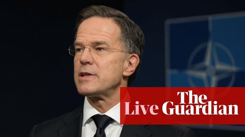 Nato secretary general Mark Rutte speaks at the doorstep of the Nato Foreign Ministers' meeting at Sea U in Helsingborg, Sweden.