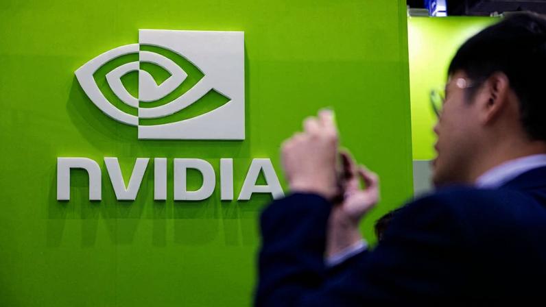 The Nvidia Corp. logo. Photographer: Annabelle Chih/Bloomberg