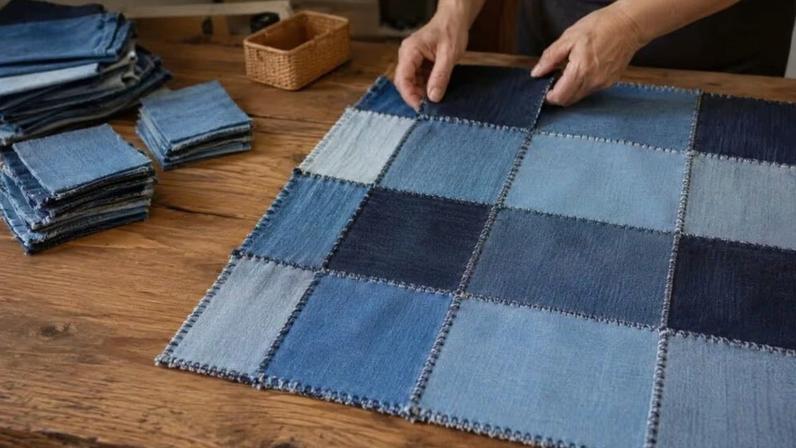 Calças jeans usadas ganham nova função na decoração e organização do lar