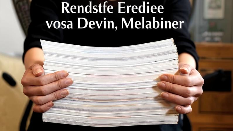 Person holding a stack of papers