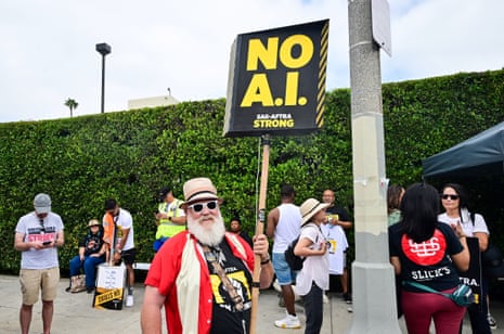 Writers and actors staged a solidarity march through Hollywood against the use of AI on September 13, 2023