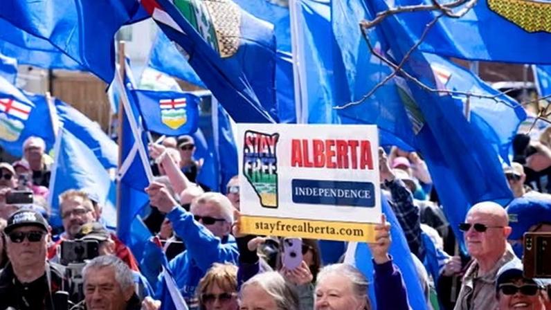 Alberta separatists rally in Edmonton, Alberta, Canada, on 4 May 2026.