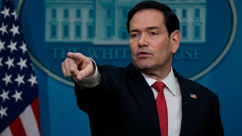Marco Rubio, secretário de Estado dos EUA, durante coletiva de imprensa