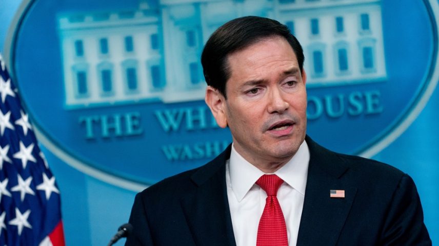 Marco Rubio, secretário de Estado dos EUA, durante coletiva de imprensa na Casa Branca, em Washington, em 5 de maio. Fotógrafa: Stefani Reynolds/Bloomberg