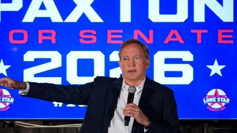 Ken Paxton speaks to supporters at a campaign event in McKinney, Texas, 19 May 2026.