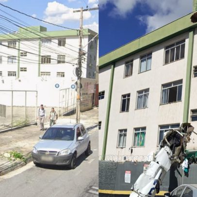 Prédio em BH atingido por avião apresenta buraco na estrutura