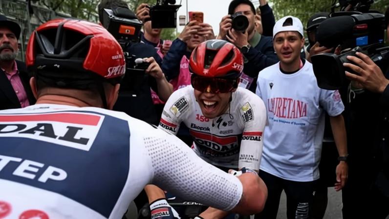 Stage winner Paul Magnier after victory on day one of this year’s Giro d’Italia.