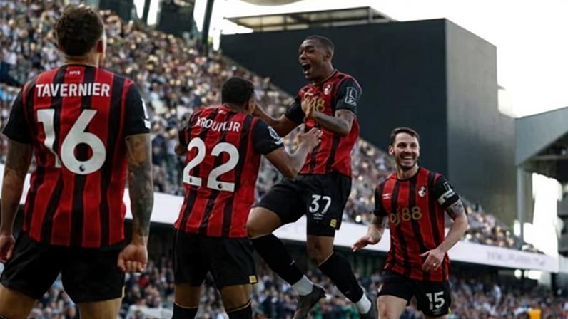 Rayan jumps for joy after scoring Bournemouth’s winner.