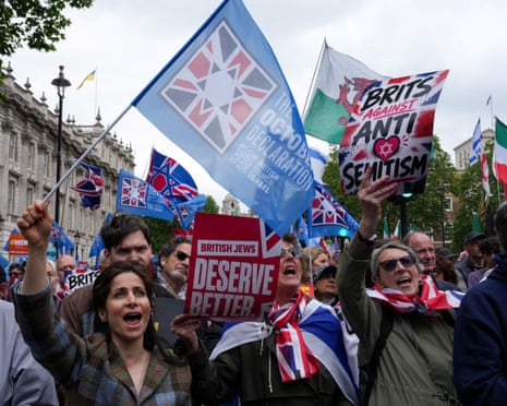 The rally against antisemitism near Downing Street in London, 10 May.