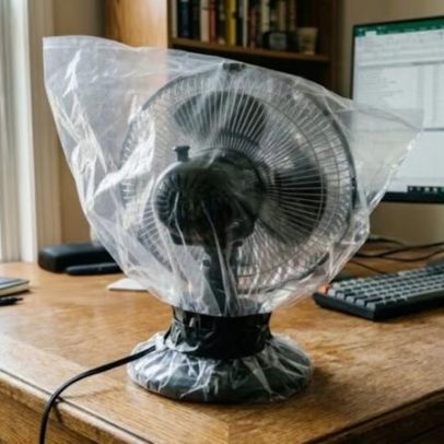 Método caseiro usa spray e saco plástico para ligar ventilador sem desmontar