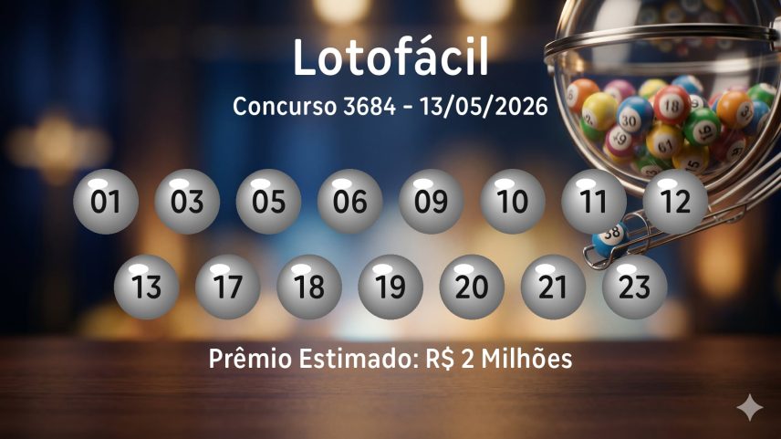Lotofácil concurso 3684: Confira os números sorteados