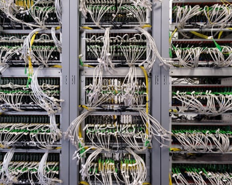 Detail of cable management on a data centre server room