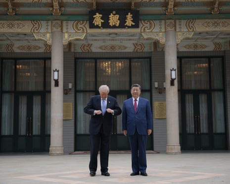 Donald Trump and Xi Jinping at the Zhongnanhai Garden in Beijing. The US president has offered no details about a breakthrough on the Iran war.