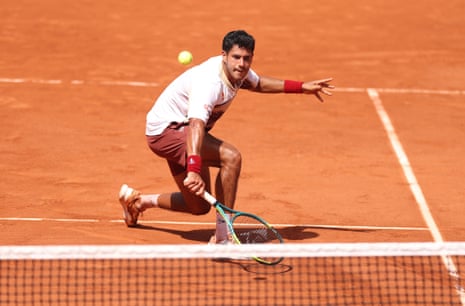 Adolfo Daniel Vallejo lost 6-3, 7-5, 3-6, 2-6, 7-6 to Moïse Kouamé of France and said: ‘The crowd was very out of line.’ Photograph: Ian MacNicol/Getty Images