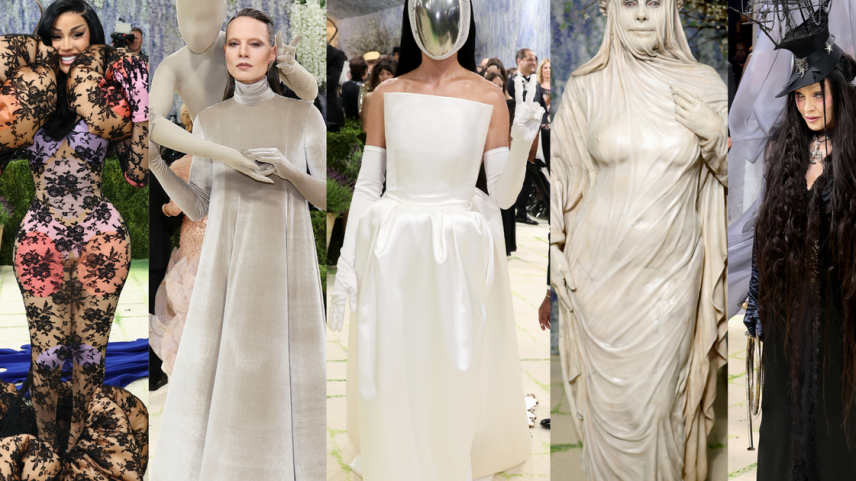Os famosos podem tudo? De estátua viva a rosto tampado e 'obsessor' nas costas: os 16 looks mais SURREAIS do Met Gala 2026.