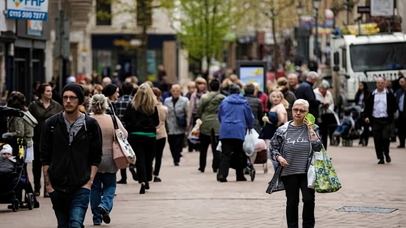 Shoppers in Mansfield town centre.