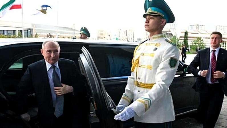 Vladimir Putin arriving at the Eurasian Economic Forum in Astana, Kazakhstan, 28 May 2026.