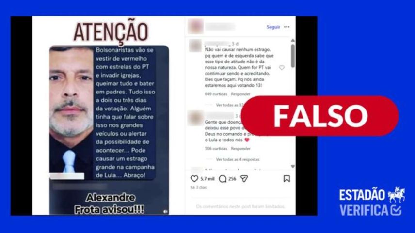 É falsa declaração atribuída a Alexandre Frota sobre plano de bolsonaristas para prejudicar Lula
